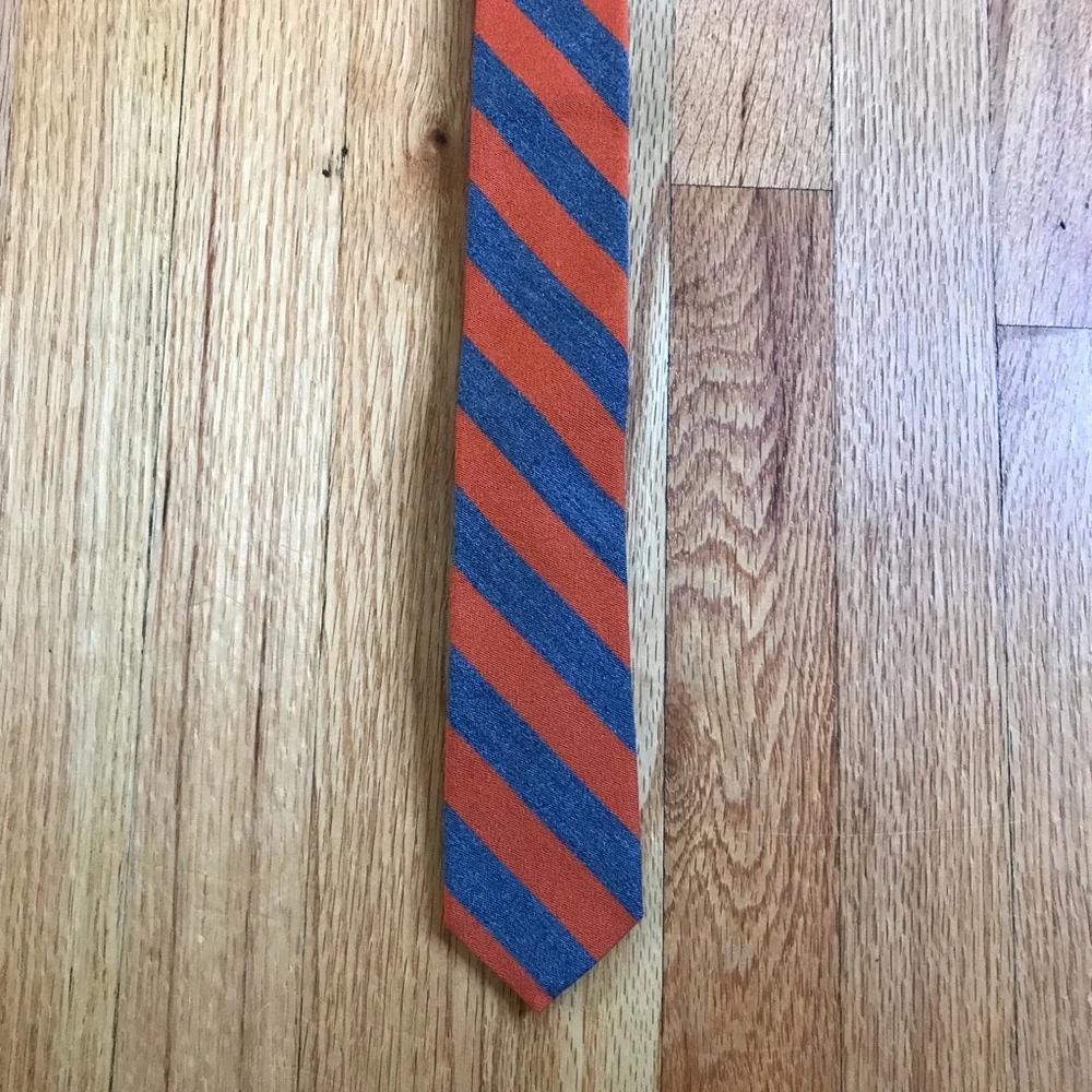 J. Crew Orange and Blue Striped Wool Silk Men's Tie